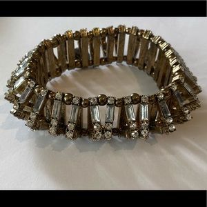 Gold plated art deco crystals elastic bracelet